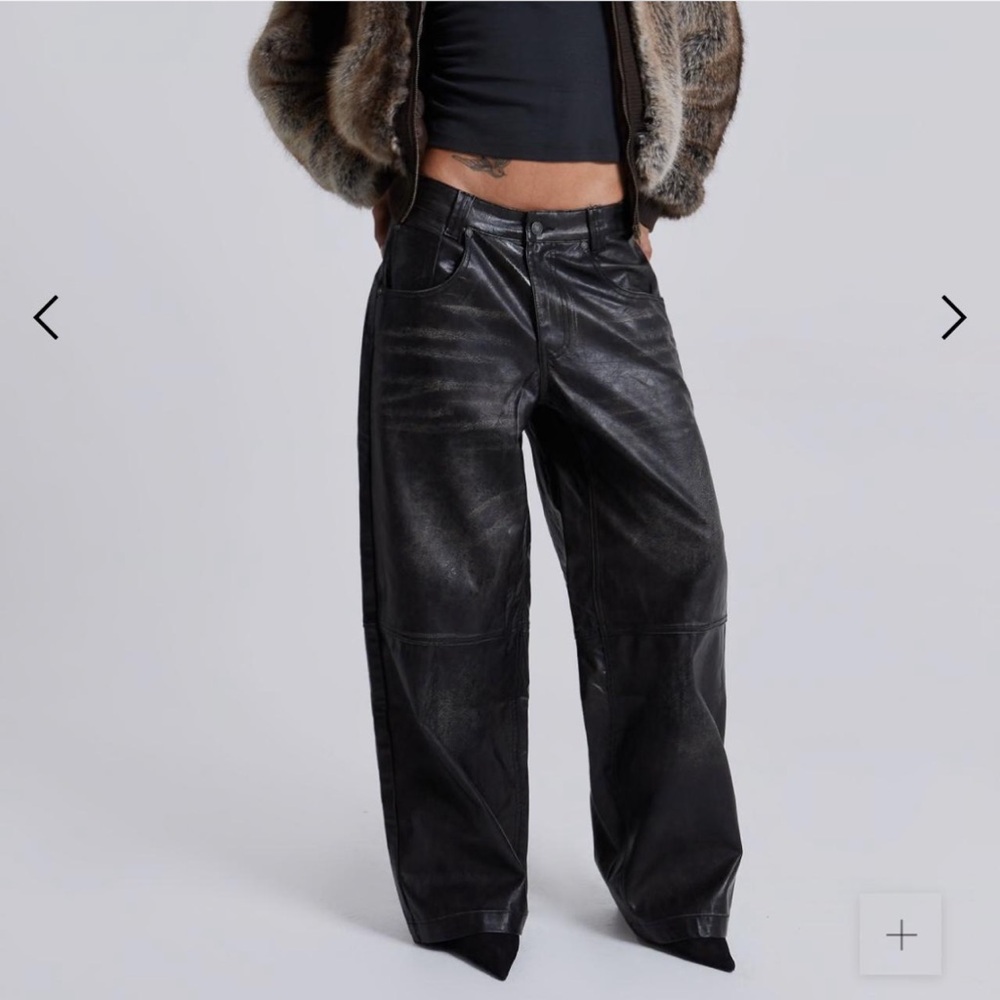 Jaded London Black Leather Look Jeans